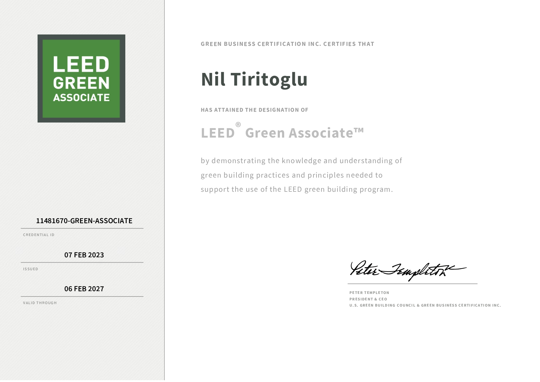 Yeşil Sertifika — LEED